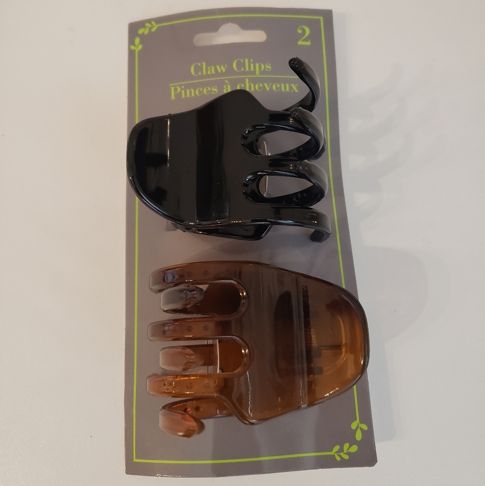 Hair Clips Claw Clips set of 2 black brown large size